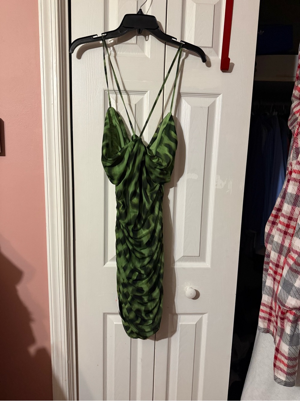 ASOS Green Leopard-Print Mesh Mini Dress - Picture 7 of 7